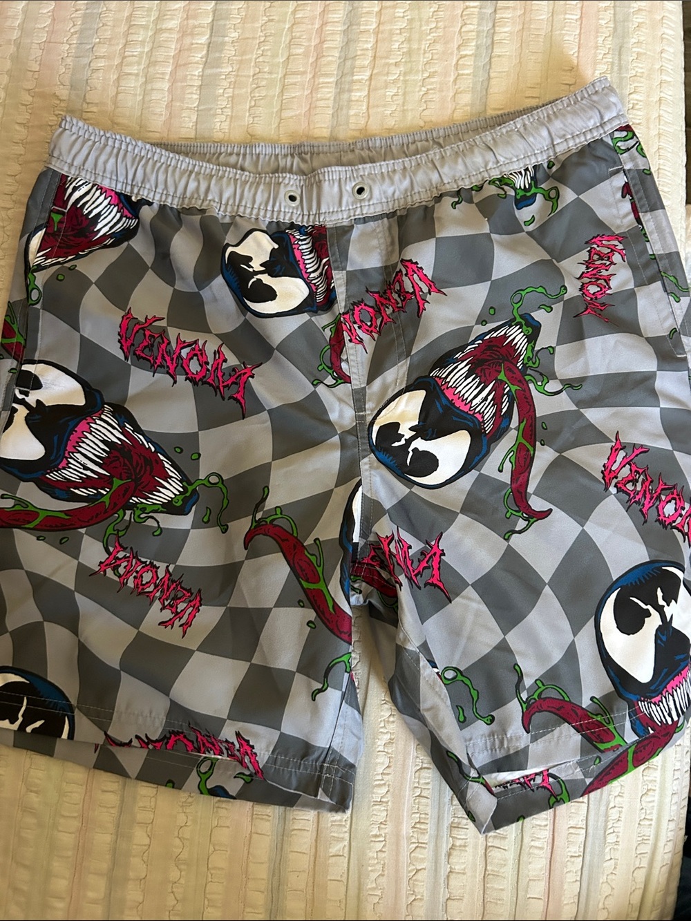 Marvel Gray Graphic Men’s Athletic Shorts with Red & Green Accents